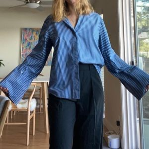 & Other Stories Oversize Blue Striped Button Down